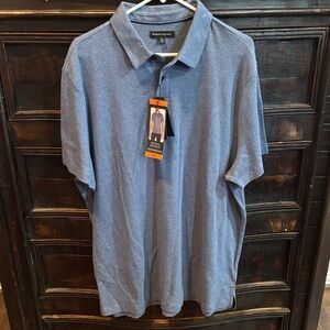 NWT Banana Republic Men's Heather Blue Luxe Touch Performance Polo size XXL